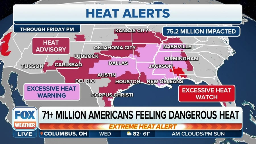 75 million at risk of dangerous temperatures from the South to Midwest