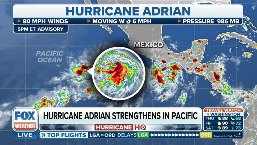 Hurricane Adrian strengthens in eastern Pacific