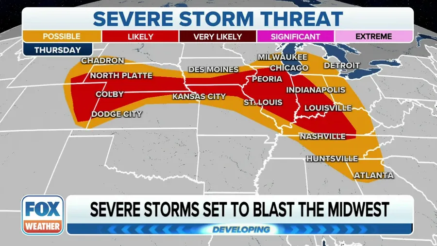 Chicago, St. Louis under the threat for severe weather on Thursday