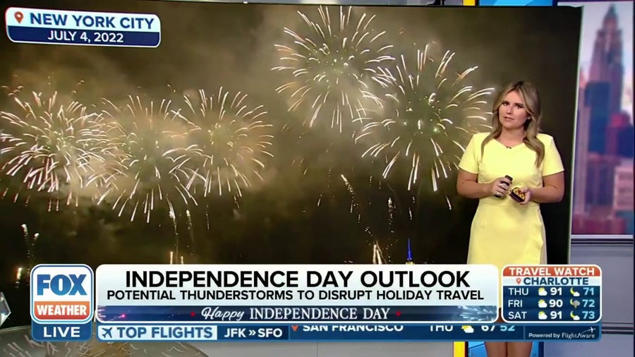 Potential storms could disrupt Independence Day fireworks, holiday travel