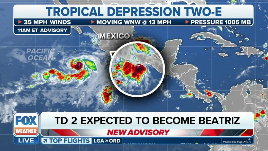 Tropical Depression 2-E near Mexico expected to become Tropical Storm Beatriz