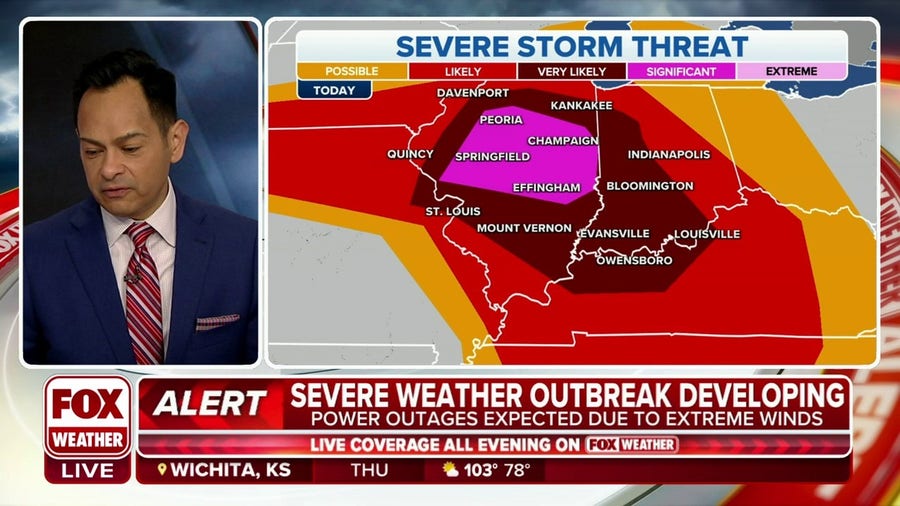 Life-threatening severe weather outbreak unfolding in Midwest with 100-mph winds reported