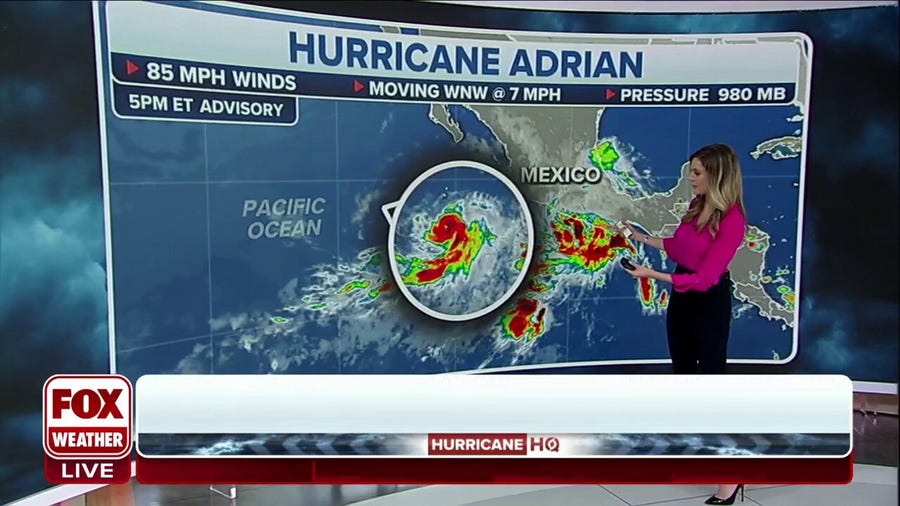 Hurricane Adrian churns through Pacific