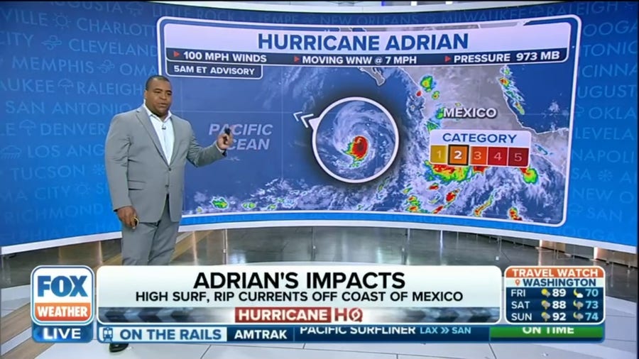 Hurricane Adrian gaining steam south of Mexico