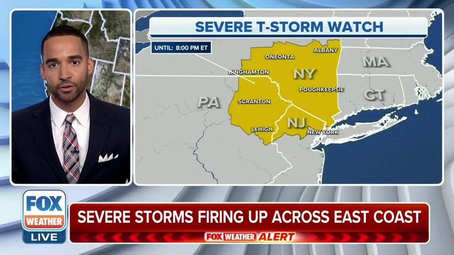 Severe Thunderstorm Watch issued as millions brace for wild weather along the East Coast
