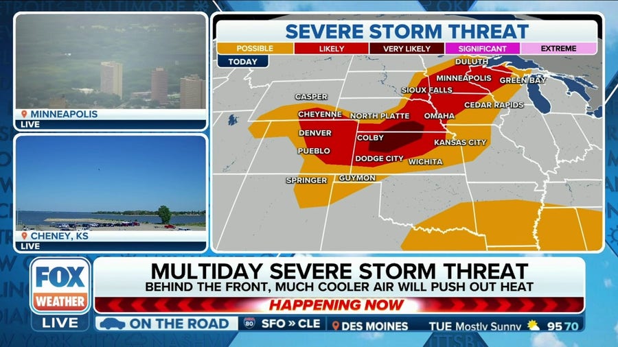 Millions at risk of seeing large hail, damaging winds, flooding from severe thunderstorms in the Plains, Midwest on Independence Day