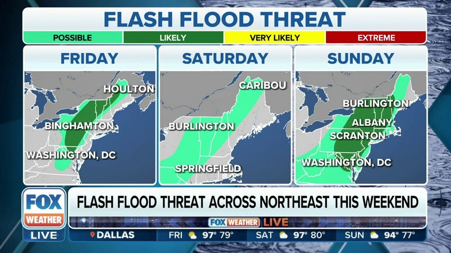 Flash flood threat across Northeast over weekend