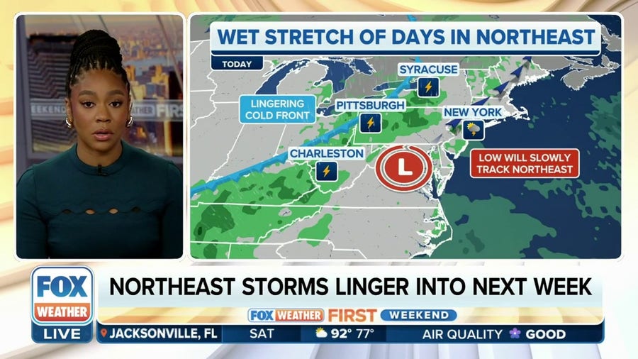 Northeast storms to linger into next week