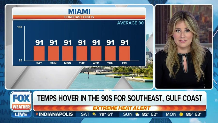 Temperatures hover in 90s for Southeast, Gulf Coast