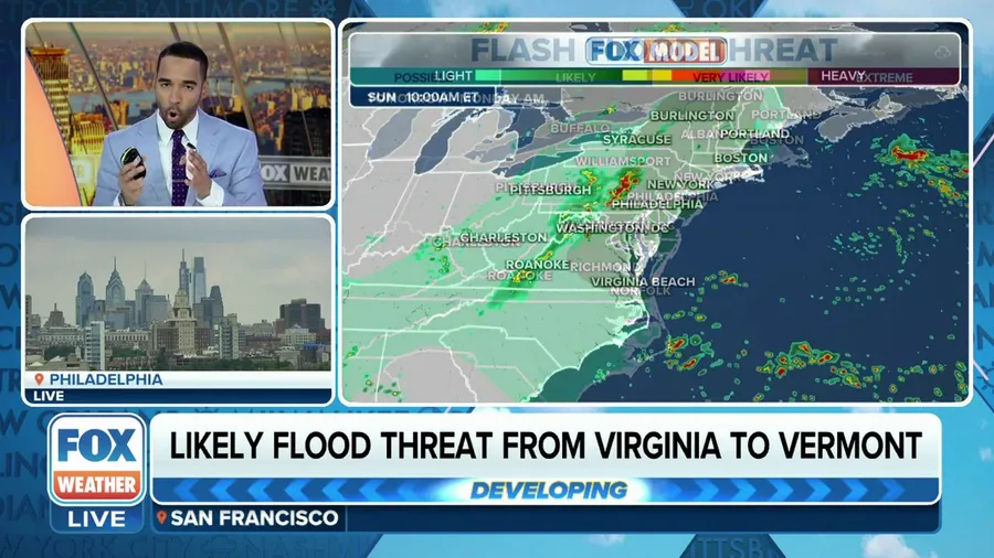 Flood threat stretches from Virginia to New England on Sunday