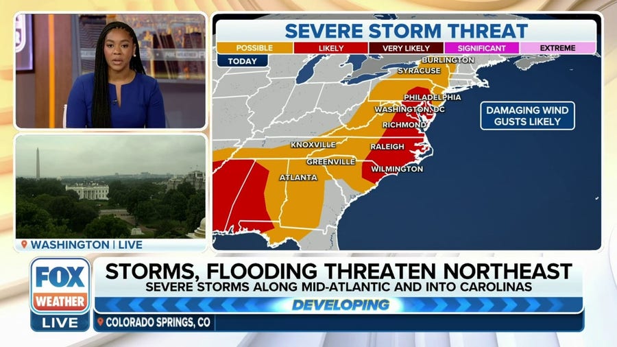 Millions in the East at risk of seeing severe thunderstorms, flooding on Sunday