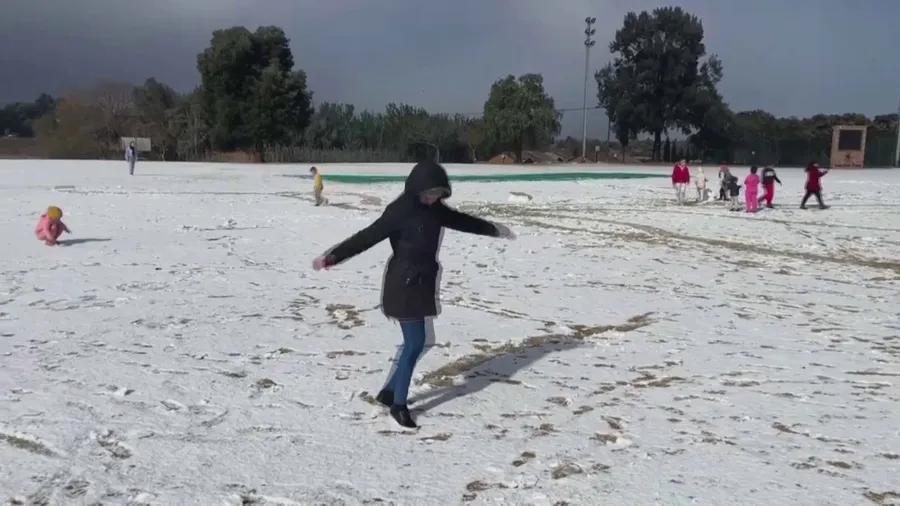 Rare snow falls in South Africa