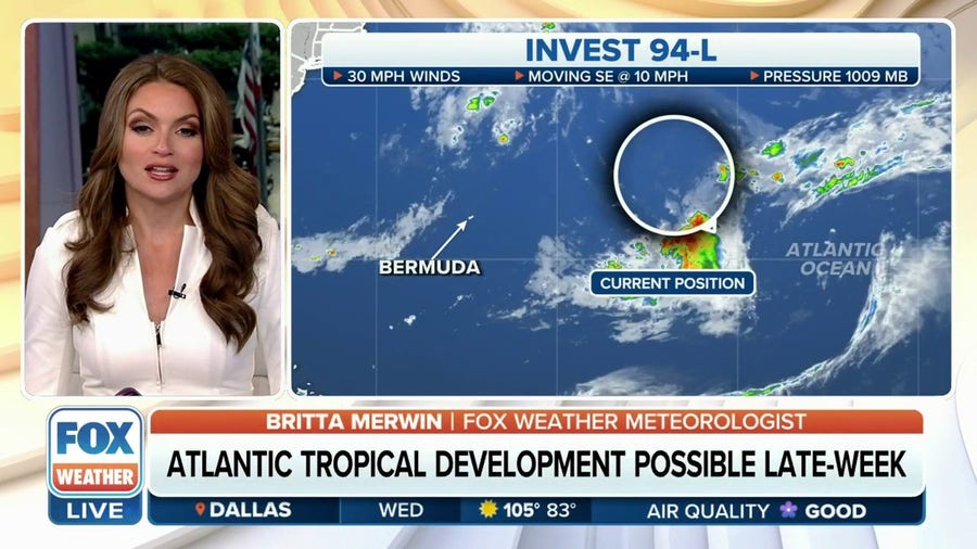 Invest 94L has 50-50 chance of development later this week