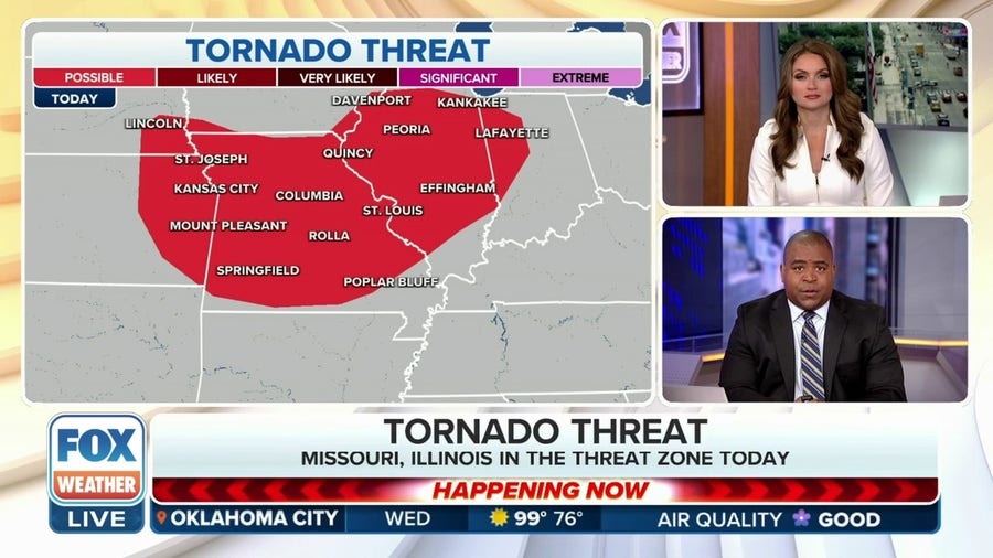 Missouri, Illinois in severe weather threat zone Wednesday