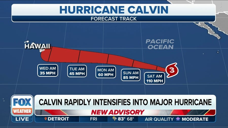 Hurricane Calvin intensifies into a major Category 3 hurricane