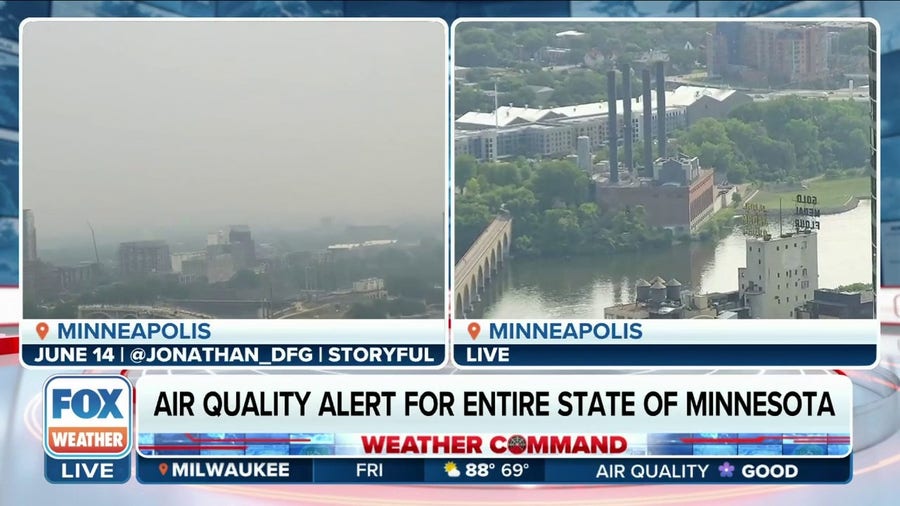 Air quality tanks as smoke shifts into the northern US