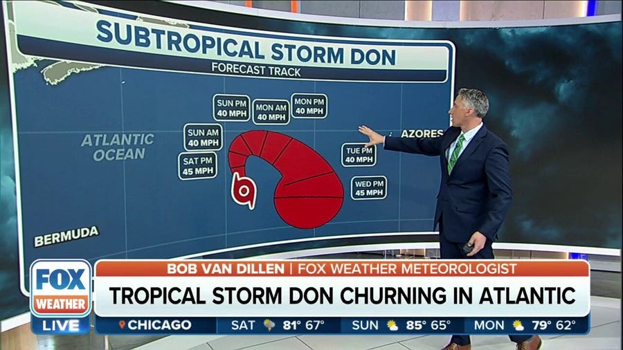 Subtropical Storm Don spins in Atlantic