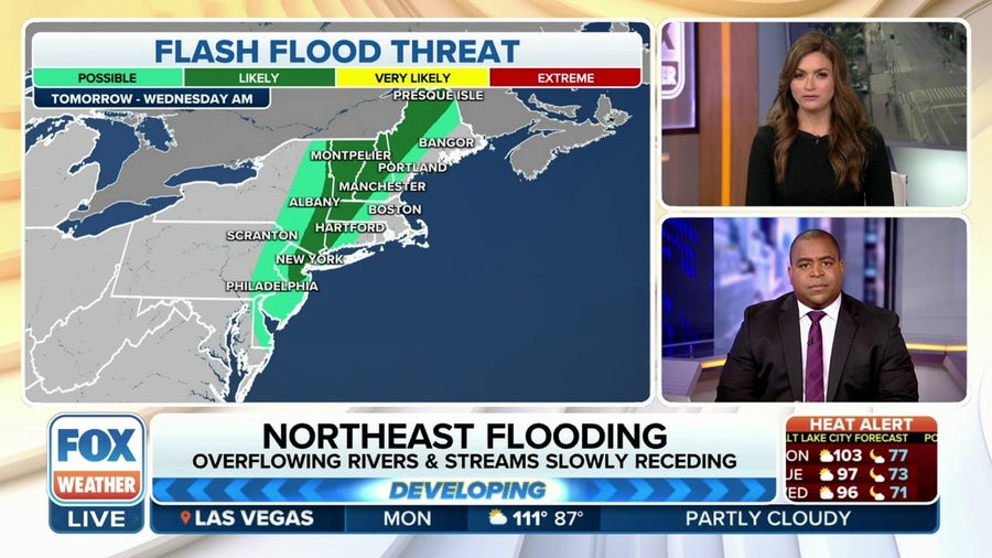 Northeast braces for more flooding after brief break from rain on Monday