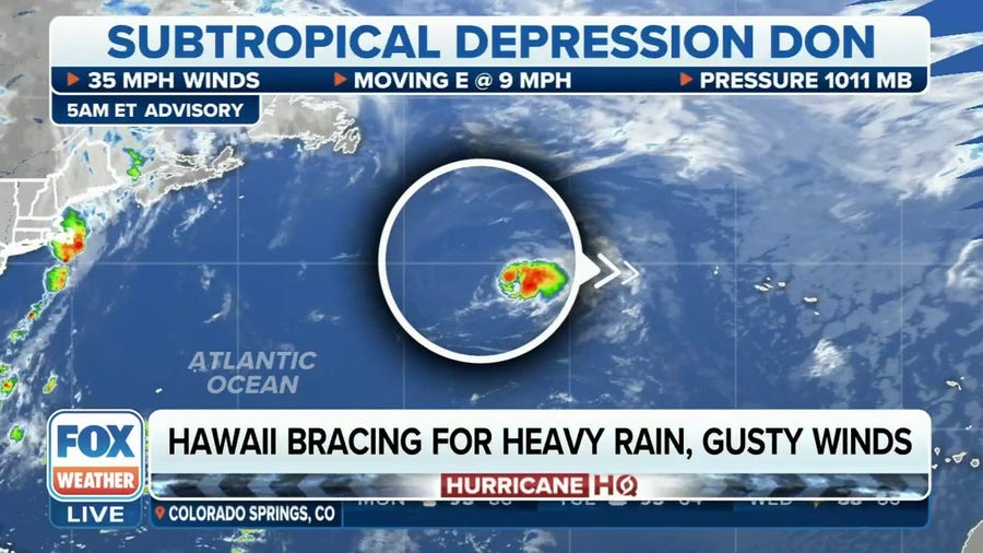 Don remains a subtropical depression in central Atlantic
