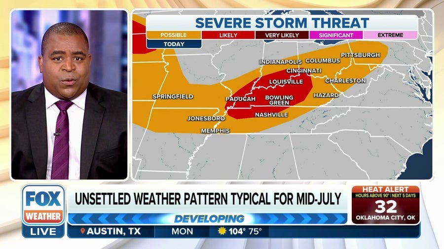 Severe storms packing large hail, damaging winds threaten lower Ohio Valley on Monday