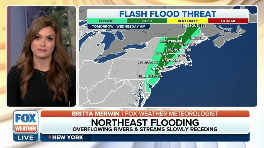 Northeast drying out but more flash flooding expected this week