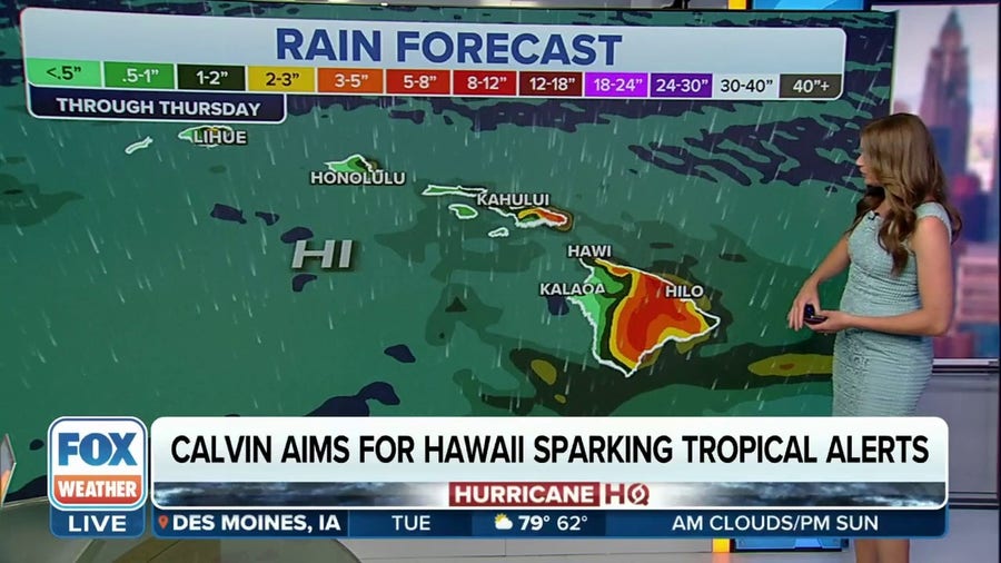 Tropical Storm Calvin churns closer to Big Island of Hawaii