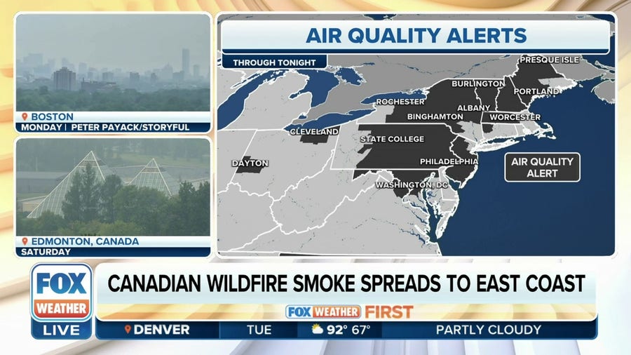 Canadian wildfire smoke spreads to East Coast