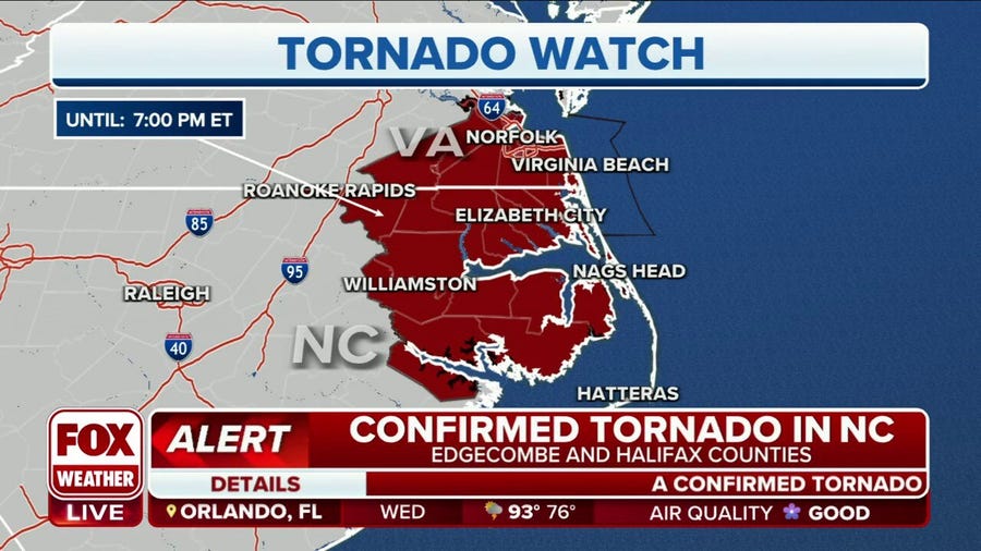 Tornado Watch issued for portions of North Carolina, Virginia