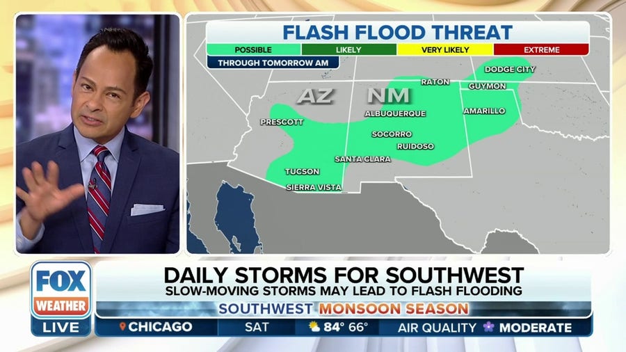 Slow-moving storms in Southwest may lead to flash flooding