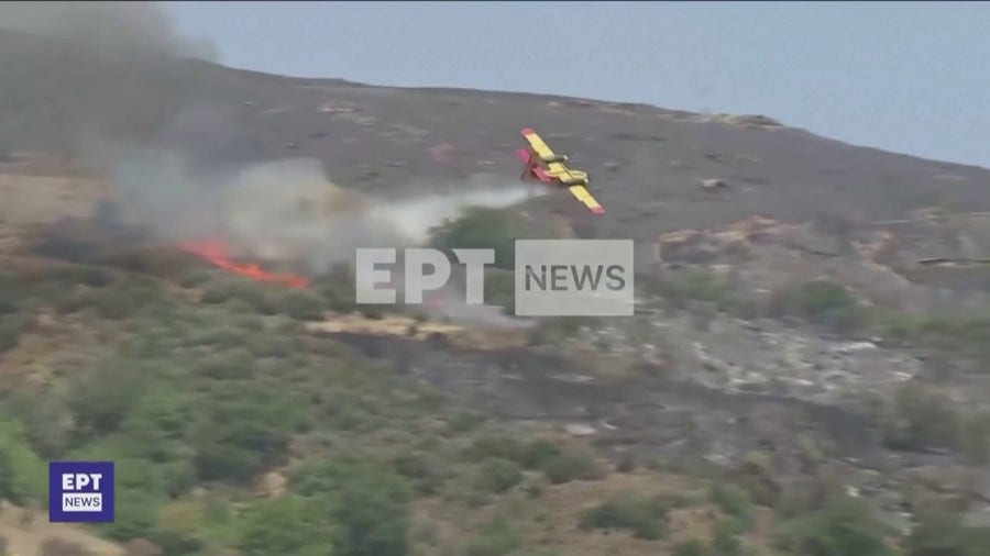 Video captures moment Greek firefighting airplane crashes while responding to wildfire