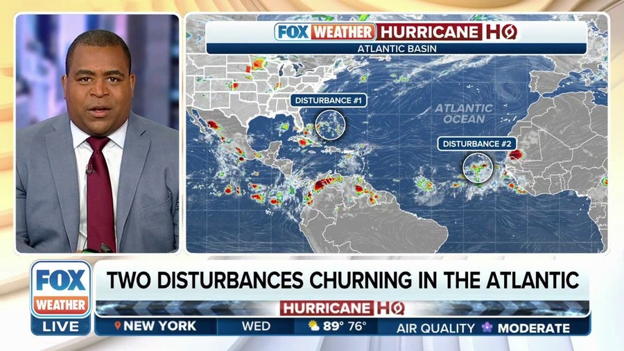 2 disturbances churning in Atlantic Ocean