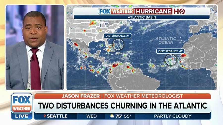 2 disturbances churning in Atlantic Ocean