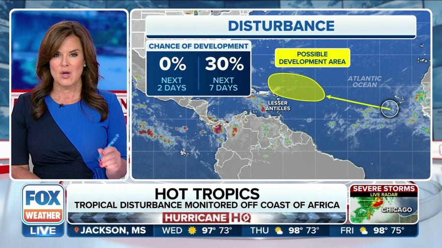 Tropical disturbance monitored off coast of Africa