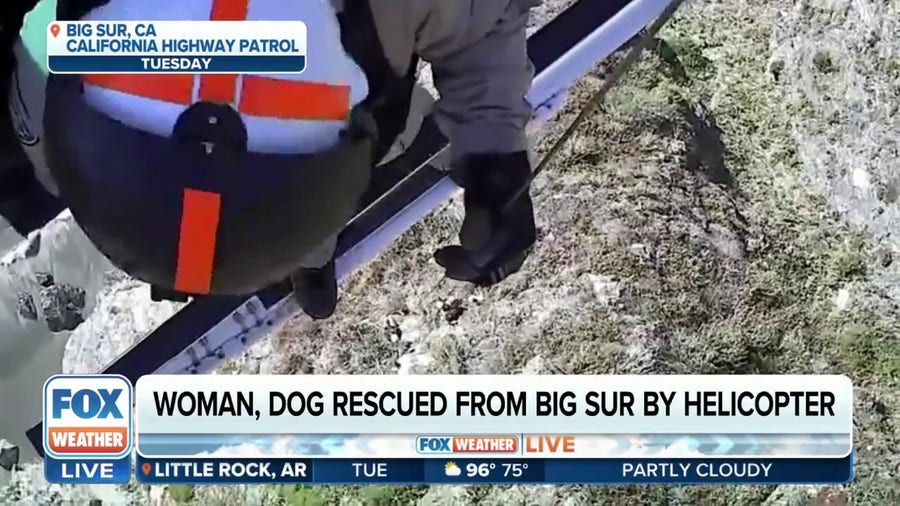 Woman, dog rescued from Big Sur, California, by helicopter