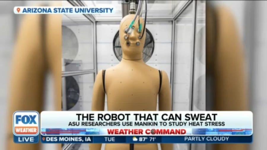Sweating robot helping researchers study heat stress on humans