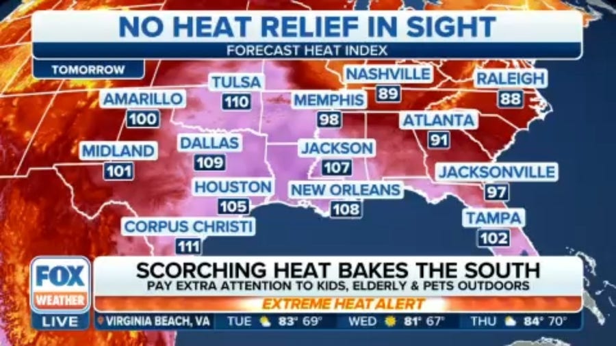 Southern US continues to bake under historic heat wave with no end in sight
