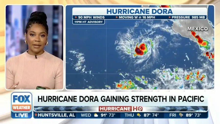 Hurricane Dora not expected to directly impact land as it gains strength