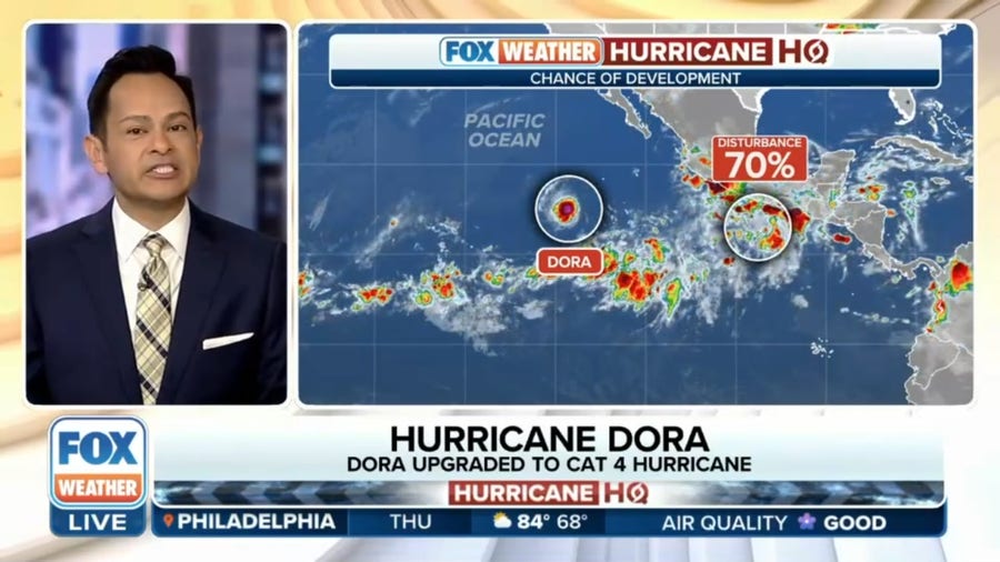Hurricane Dora continues to strengthen in eastern Pacific