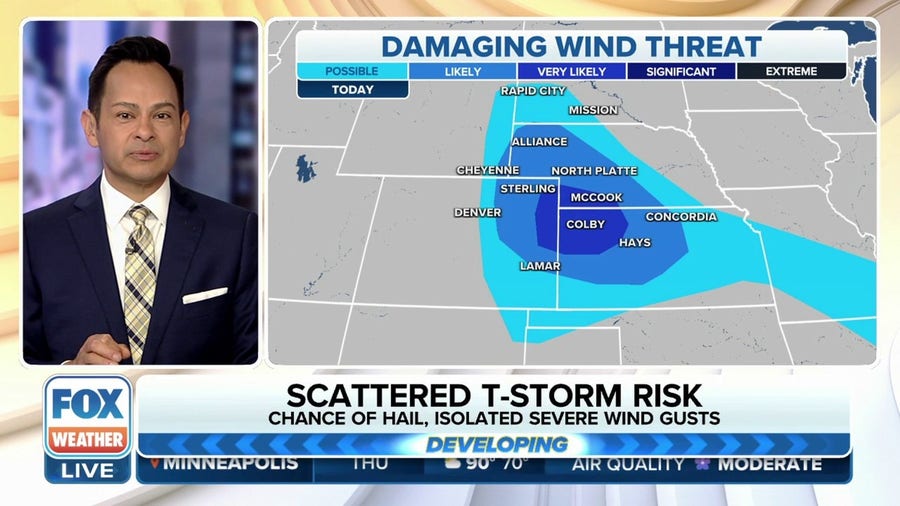 Severe thunderstorms packing damaging wind gusts targeting central Plains