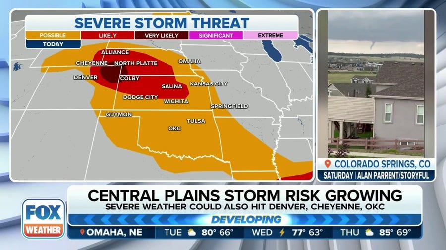 Severe thunderstorm risk growing in the Plains on Tuesday