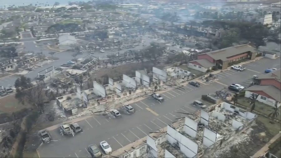 Deadly Lahaina fire leaves behind scorched landscape, drone footage shows