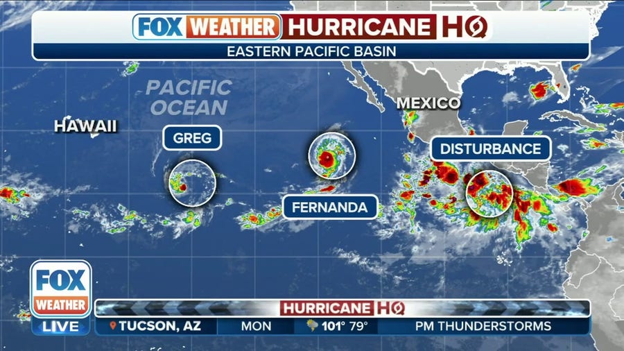 Tropical activity increases in the Pacific with Tropical Storm Greg