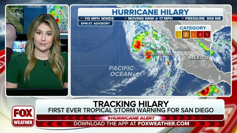 Saturday afternoon update: Hurricane Hilary downgraded to a Category 2 cyclone