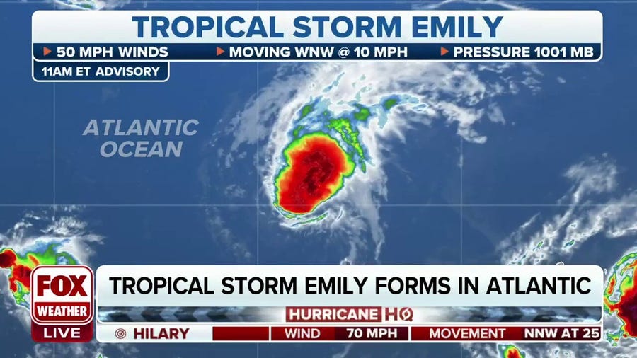 Tropical Storm Emily forms in the Atlantic