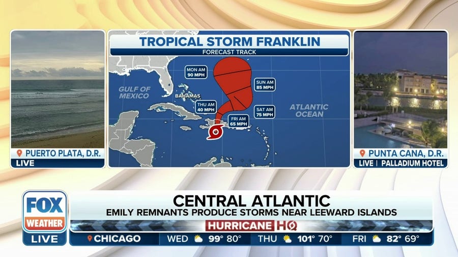 Tropical Storm Franklin headed toward southern shores of Dominican Republic