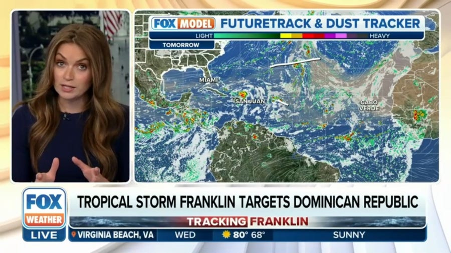 Franklin making landfall on southern coast of Dominican Republic