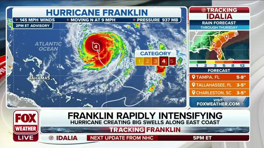 Hurricane Franklin rapidly intensifies to Category 4 hurricane