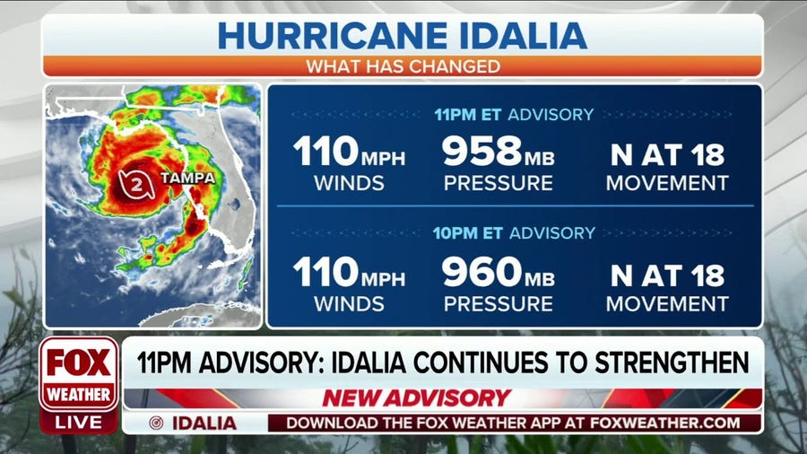 Hurricane Idalia continues to strengthen and near Category 3 status