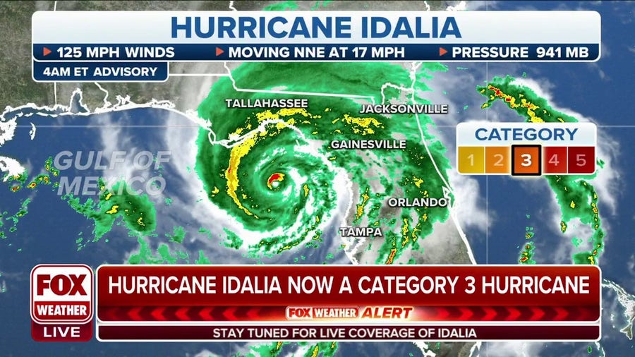 Hurricane Idalia wind speeds increase to 125 mph