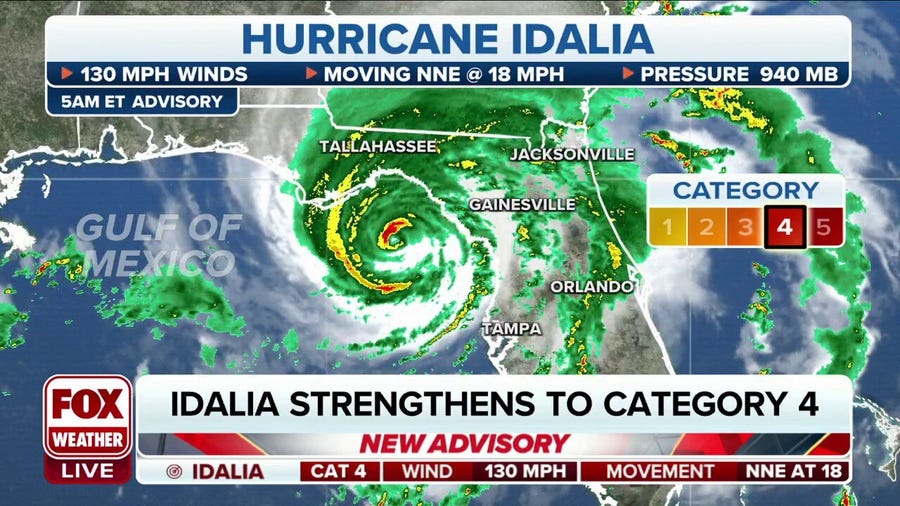 Idalia strengthens to Category 4 hurricane